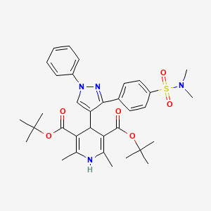 molecular formula C34H42N4O6S B11632996 DI(Tert-butyl) 4-(3-{4-[(dimethylamino)sulfonyl]phenyl}-1-phenyl-1H-pyrazol-4-YL)-2,6-dimethyl-1,4-dihydro-3,5-pyridinedicarboxylate 