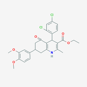 molecular formula C27H27Cl2NO5 B11633000 Ethyl 4-(2,4-dichlorophenyl)-7-(3,4-dimethoxyphenyl)-2-methyl-5-oxo-1,4,5,6,7,8-hexahydroquinoline-3-carboxylate 