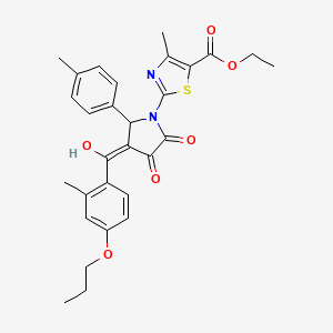 molecular formula C29H30N2O6S B11633025 ethyl 2-{3-hydroxy-5-(4-methylphenyl)-4-[(2-methyl-4-propoxyphenyl)carbonyl]-2-oxo-2,5-dihydro-1H-pyrrol-1-yl}-4-methyl-1,3-thiazole-5-carboxylate 