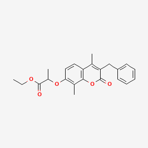 molecular formula C23H24O5 B11633062 ethyl 2-[(3-benzyl-4,8-dimethyl-2-oxo-2H-chromen-7-yl)oxy]propanoate 