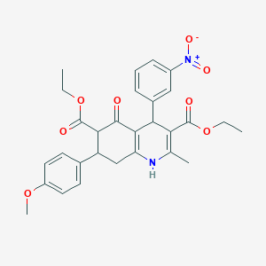 molecular formula C29H30N2O8 B11633086 Diethyl 7-(4-methoxyphenyl)-2-methyl-4-(3-nitrophenyl)-5-oxo-1,4,5,6,7,8-hexahydro-3,6-quinolinedicarboxylate 