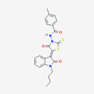 molecular formula C23H21N3O3S2 B11633112 N-[(5Z)-5-(1-butyl-2-oxo-1,2-dihydro-3H-indol-3-ylidene)-4-oxo-2-thioxo-1,3-thiazolidin-3-yl]-4-methylbenzamide 