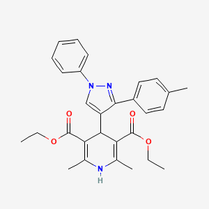 molecular formula C29H31N3O4 B11633131 Diethyl 2,6-dimethyl-4-[1-phenyl-3-(p-tolyl)pyrazol-4-yl]-1,4-dihydropyridine-3,5-dicarboxylate 