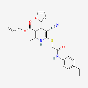 molecular formula C25H25N3O4S B11633271 Prop-2-en-1-yl 5-cyano-6-({2-[(4-ethylphenyl)amino]-2-oxoethyl}sulfanyl)-4-(furan-2-yl)-2-methyl-1,4-dihydropyridine-3-carboxylate 
