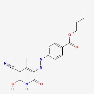 molecular formula C18H18N4O4 B11633313 4-(5-Cyano-2-hydroxy-4-methyl-6-oxo-1,6-dihydro-pyridin-3-ylazo)-benzoic acid butyl ester 