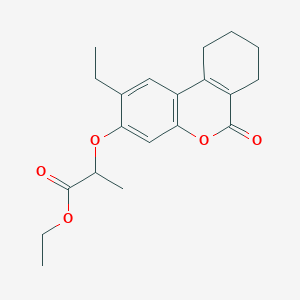 molecular formula C20H24O5 B11633354 ethyl 2-[(2-ethyl-6-oxo-7,8,9,10-tetrahydro-6H-benzo[c]chromen-3-yl)oxy]propanoate 