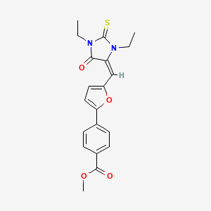 molecular formula C20H20N2O4S B11633407 methyl 4-{5-[(E)-(1,3-diethyl-5-oxo-2-thioxoimidazolidin-4-ylidene)methyl]furan-2-yl}benzoate 