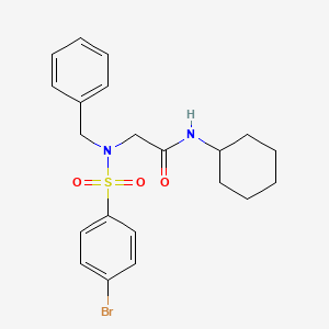 molecular formula C21H25BrN2O3S B11633434 N~2~-benzyl-N~2~-[(4-bromophenyl)sulfonyl]-N-cyclohexylglycinamide 