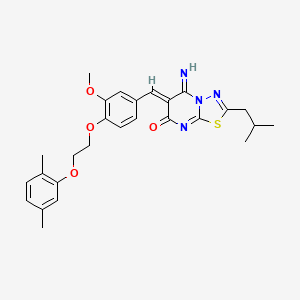 molecular formula C27H30N4O4S B11633474 (6Z)-6-{4-[2-(2,5-dimethylphenoxy)ethoxy]-3-methoxybenzylidene}-5-imino-2-(2-methylpropyl)-5,6-dihydro-7H-[1,3,4]thiadiazolo[3,2-a]pyrimidin-7-one 