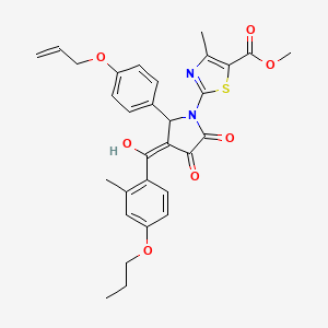 molecular formula C30H30N2O7S B11633525 methyl 2-{3-hydroxy-4-[(2-methyl-4-propoxyphenyl)carbonyl]-2-oxo-5-[4-(prop-2-en-1-yloxy)phenyl]-2,5-dihydro-1H-pyrrol-1-yl}-4-methyl-1,3-thiazole-5-carboxylate 