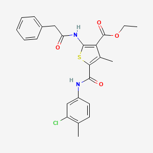 molecular formula C24H23ClN2O4S B11633603 Ethyl 5-[(3-chloro-4-methylphenyl)carbamoyl]-4-methyl-2-[(phenylacetyl)amino]thiophene-3-carboxylate 