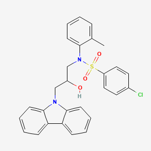 molecular formula C28H25ClN2O3S B11633617 N-[3-(9H-carbazol-9-yl)-2-hydroxypropyl]-4-chloro-N-(2-methylphenyl)benzenesulfonamide 