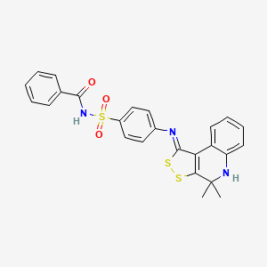molecular formula C25H21N3O3S3 B11633638 N-[(4-{[(1Z)-4,4-dimethyl-4,5-dihydro-1H-[1,2]dithiolo[3,4-c]quinolin-1-ylidene]amino}phenyl)sulfonyl]benzamide 