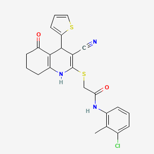 molecular formula C23H20ClN3O2S2 B11633648 N-(3-chloro-2-methylphenyl)-2-{[3-cyano-5-hydroxy-4-(thiophen-2-yl)-4,6,7,8-tetrahydroquinolin-2-yl]sulfanyl}acetamide 