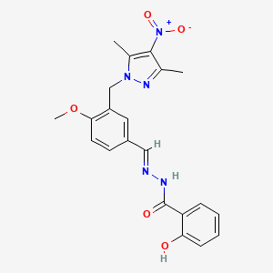molecular formula C21H21N5O5 B11633715 N'-[(E)-{3-[(3,5-dimethyl-4-nitro-1H-pyrazol-1-yl)methyl]-4-methoxyphenyl}methylidene]-2-hydroxybenzohydrazide 