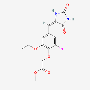 molecular formula C15H15IN2O6 B11633725 methyl {4-[(E)-(2,5-dioxoimidazolidin-4-ylidene)methyl]-2-ethoxy-6-iodophenoxy}acetate 