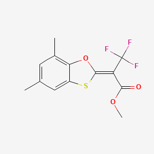 molecular formula C13H11F3O3S B11633751 Methyl (2E)-2-(5,7-dimethyl-1,3-benzoxathiol-2-ylidene)-3,3,3-trifluoropropanoate 