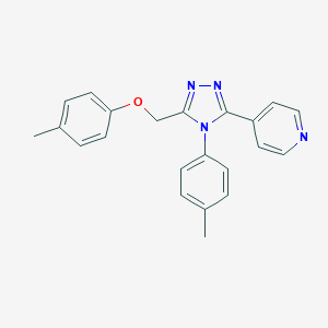 molecular formula C22H20N4O B116338 Pyridine, 4-(5-((4-methylphenoxy)methyl)-4-(4-methylphenyl)-4H-1,2,4-triazol-3-yl)- CAS No. 141079-05-2