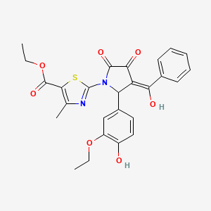 molecular formula C26H24N2O7S B11633809 ethyl 2-{(3E)-2-(3-ethoxy-4-hydroxyphenyl)-3-[hydroxy(phenyl)methylidene]-4,5-dioxopyrrolidin-1-yl}-4-methyl-1,3-thiazole-5-carboxylate 