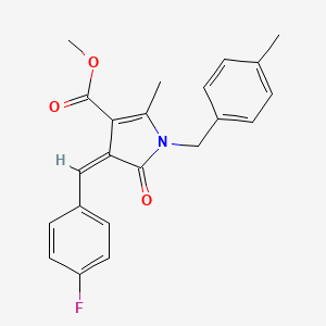 molecular formula C22H20FNO3 B11633820 methyl (4Z)-4-(4-fluorobenzylidene)-2-methyl-1-(4-methylbenzyl)-5-oxo-4,5-dihydro-1H-pyrrole-3-carboxylate 