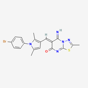 molecular formula C19H16BrN5OS B11633844 (6Z)-6-{[1-(4-bromophenyl)-2,5-dimethyl-1H-pyrrol-3-yl]methylidene}-5-imino-2-methyl-5,6-dihydro-7H-[1,3,4]thiadiazolo[3,2-a]pyrimidin-7-one 
