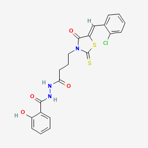 molecular formula C21H18ClN3O4S2 B11633885 N'-{4-[(5Z)-5-[(2-Chlorophenyl)methylidene]-4-oxo-2-sulfanylidene-1,3-thiazolidin-3-YL]butanoyl}-2-hydroxybenzohydrazide 