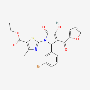 molecular formula C22H17BrN2O6S B11633960 ethyl 2-{(3E)-2-(3-bromophenyl)-3-[furan-2-yl(hydroxy)methylidene]-4,5-dioxopyrrolidin-1-yl}-4-methyl-1,3-thiazole-5-carboxylate 