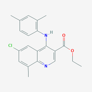 molecular formula C21H21ClN2O2 B11634088 Ethyl 6-chloro-4-[(2,4-dimethylphenyl)amino]-8-methylquinoline-3-carboxylate 