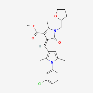 molecular formula C25H27ClN2O4 B11634145 methyl (4Z)-4-{[1-(3-chlorophenyl)-2,5-dimethyl-1H-pyrrol-3-yl]methylidene}-2-methyl-5-oxo-1-(tetrahydrofuran-2-ylmethyl)-4,5-dihydro-1H-pyrrole-3-carboxylate 