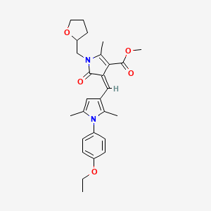 molecular formula C27H32N2O5 B11634166 methyl (4Z)-4-{[1-(4-ethoxyphenyl)-2,5-dimethyl-1H-pyrrol-3-yl]methylidene}-2-methyl-5-oxo-1-(tetrahydrofuran-2-ylmethyl)-4,5-dihydro-1H-pyrrole-3-carboxylate 
