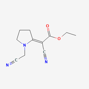molecular formula C11H13N3O2 B11634187 Ethyl cyano(1-(cyanomethyl)-2-pyrrolidinylidene)acetate CAS No. 106345-05-5