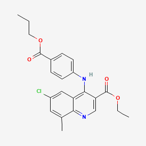 molecular formula C23H23ClN2O4 B11634219 Ethyl 6-chloro-8-methyl-4-{[4-(propoxycarbonyl)phenyl]amino}quinoline-3-carboxylate 