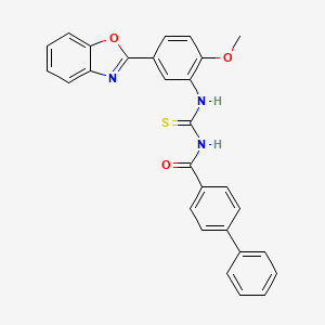 molecular formula C28H21N3O3S B11634292 N-{[5-(1,3-benzoxazol-2-yl)-2-methoxyphenyl]carbamothioyl}biphenyl-4-carboxamide 