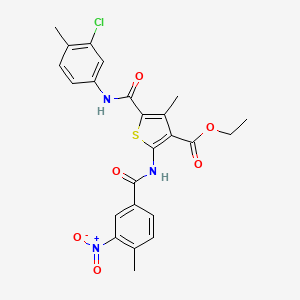 molecular formula C24H22ClN3O6S B11634297 Ethyl 5-[(3-chloro-4-methylphenyl)carbamoyl]-4-methyl-2-{[(4-methyl-3-nitrophenyl)carbonyl]amino}thiophene-3-carboxylate 