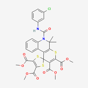 molecular formula C31H27ClN2O9S3 B11634312 Tetramethyl 6'-[(3-chlorophenyl)carbamoyl]-5',5'-dimethyl-5',6'-dihydrospiro[1,3-dithiole-2,1'-thiopyrano[2,3-c]quinoline]-2',3',4,5-tetracarboxylate 