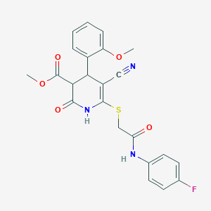 molecular formula C23H20FN3O5S B11634364 Methyl 5-cyano-6-({2-[(4-fluorophenyl)amino]-2-oxoethyl}sulfanyl)-4-(2-methoxyphenyl)-2-oxo-1,2,3,4-tetrahydropyridine-3-carboxylate 