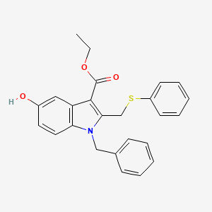 molecular formula C25H23NO3S B11634386 ethyl 1-benzyl-5-hydroxy-2-[(phenylsulfanyl)methyl]-1H-indole-3-carboxylate 
