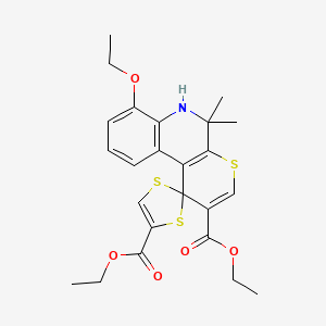 molecular formula C24H27NO5S3 B11634390 Diethyl 7'-ethoxy-5',5'-dimethyl-5',6'-dihydrospiro[1,3-dithiole-2,1'-thiopyrano[2,3-c]quinoline]-2',4-dicarboxylate 