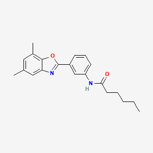 molecular formula C21H24N2O2 B11634444 N-[3-(5,7-dimethyl-1,3-benzoxazol-2-yl)phenyl]hexanamide 