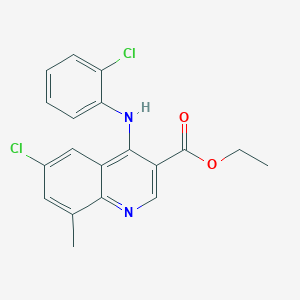 molecular formula C19H16Cl2N2O2 B11634454 Ethyl 6-chloro-4-[(2-chlorophenyl)amino]-8-methylquinoline-3-carboxylate 