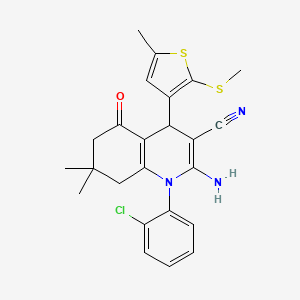 molecular formula C24H24ClN3OS2 B11634462 2-Amino-1-(2-chlorophenyl)-7,7-dimethyl-4-[5-methyl-2-(methylsulfanyl)-3-thienyl]-5-oxo-1,4,5,6,7,8-hexahydro-3-quinolinecarbonitrile 
