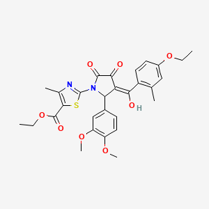 molecular formula C29H30N2O8S B11634466 ethyl 2-[2-(3,4-dimethoxyphenyl)-3-(4-ethoxy-2-methylbenzoyl)-4-hydroxy-5-oxo-2,5-dihydro-1H-pyrrol-1-yl]-4-methyl-1,3-thiazole-5-carboxylate 