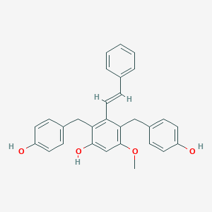 molecular formula C29H26O4 B116345 2,4-bis[(4-hydroxyphenyl)methyl]-5-methoxy-3-[(E)-2-phenylethenyl]phenol CAS No. 152383-83-0
