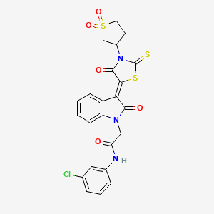molecular formula C23H18ClN3O5S3 B11634566 N-(3-chlorophenyl)-2-{(3Z)-3-[3-(1,1-dioxidotetrahydrothiophen-3-yl)-4-oxo-2-thioxo-1,3-thiazolidin-5-ylidene]-2-oxo-2,3-dihydro-1H-indol-1-yl}acetamide 
