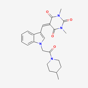 molecular formula C23H26N4O4 B11634591 1,3-Dimethyl-5-({1-[2-(4-methylpiperidin-1-YL)-2-oxoethyl]indol-3-YL}methylidene)-1,3-diazinane-2,4,6-trione 