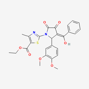 molecular formula C26H24N2O7S B11634614 ethyl 2-[3-benzoyl-2-(3,4-dimethoxyphenyl)-4-hydroxy-5-oxo-2,5-dihydro-1H-pyrrol-1-yl]-4-methyl-1,3-thiazole-5-carboxylate 