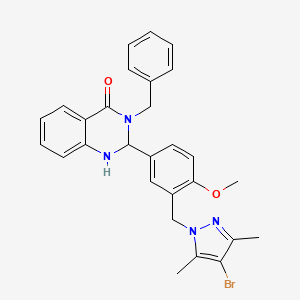 molecular formula C28H27BrN4O2 B11634636 3-benzyl-2-{3-[(4-bromo-3,5-dimethyl-1H-pyrazol-1-yl)methyl]-4-methoxyphenyl}-2,3-dihydroquinazolin-4(1H)-one 
