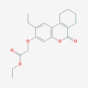 molecular formula C19H22O5 B11634645 Ethyl ((2-ethyl-6-oxo-7,8,9,10-tetrahydro-6H-benzo(C)chromen-3-YL)oxy)acetate 