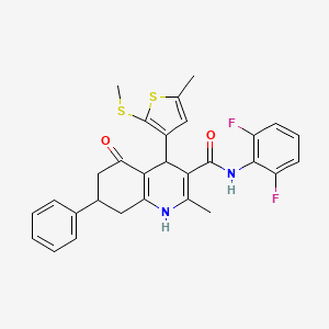 molecular formula C29H26F2N2O2S2 B11634735 N-(2,6-difluorophenyl)-2-methyl-4-[5-methyl-2-(methylsulfanyl)-3-thienyl]-5-oxo-7-phenyl-1,4,5,6,7,8-hexahydro-3-quinolinecarboxamide CAS No. 441783-82-0