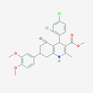 molecular formula C26H25Cl2NO5 B11634780 Methyl 4-(2,4-dichlorophenyl)-7-(3,4-dimethoxyphenyl)-2-methyl-5-oxo-1,4,5,6,7,8-hexahydroquinoline-3-carboxylate 